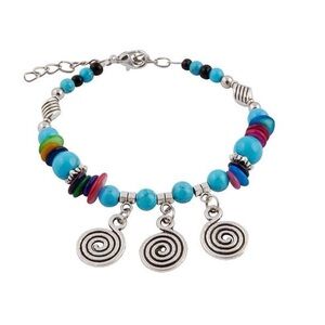 Colorful Beaded Bracelet‎ with Silver Accents